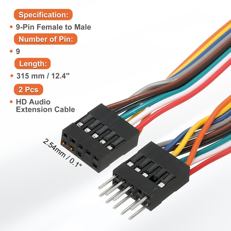 2 Pcs 12.4" Length 9Pin Female to 9Pin Male Audio Cable Adapter Converter Cable gallery