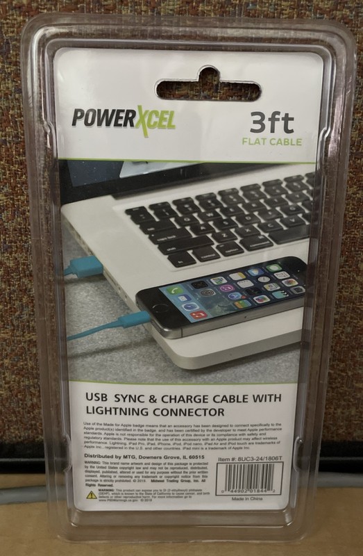 PowerXcel 3ft Flat Cable USB Blue Charger For iPad iPhone iPod New In Box gallery