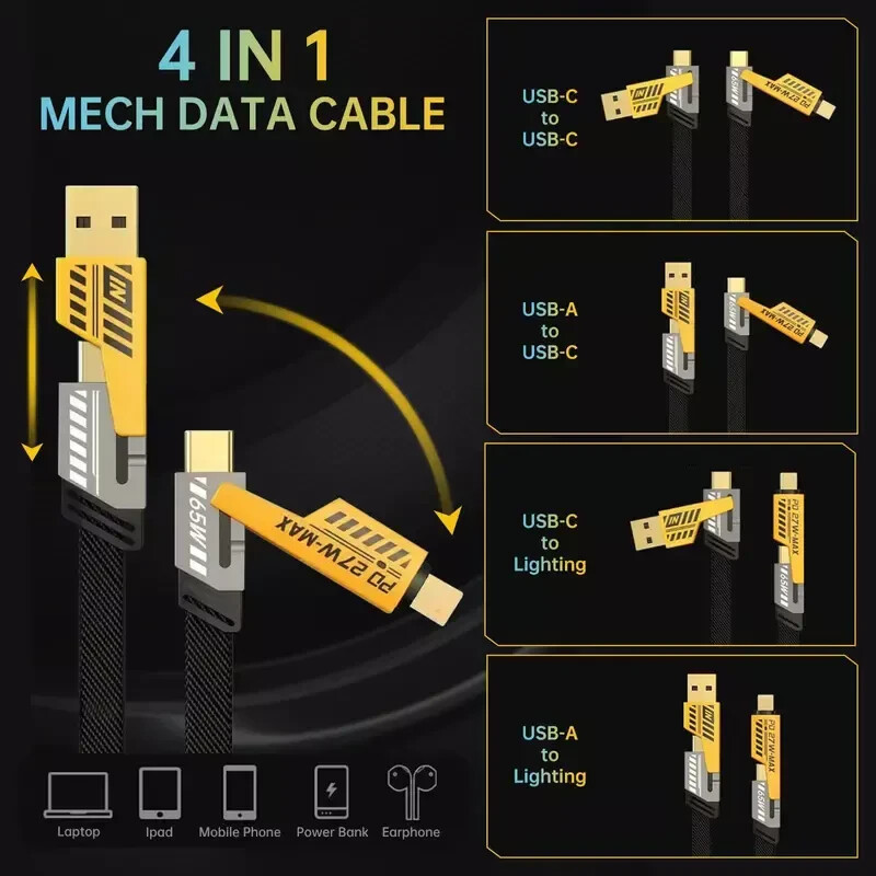 USA 4in1 USB Type-C Cable 4ft Data Super-Fast Charging Cable For iPhone Samsung gallery