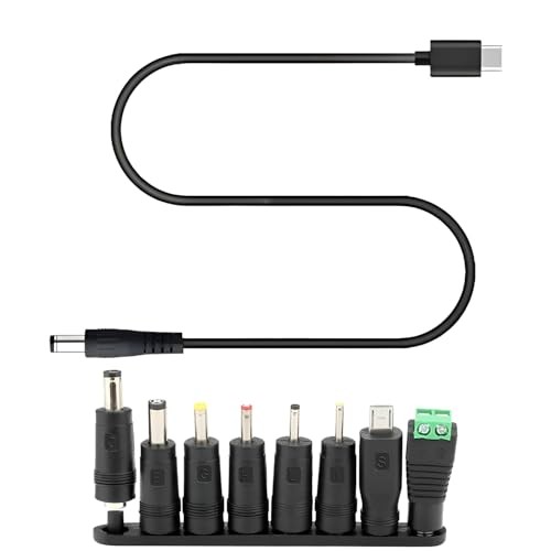 USB 5V Universal DC Power Cable, USB to DC Charging Cord with 8pcs Adapter Pl…