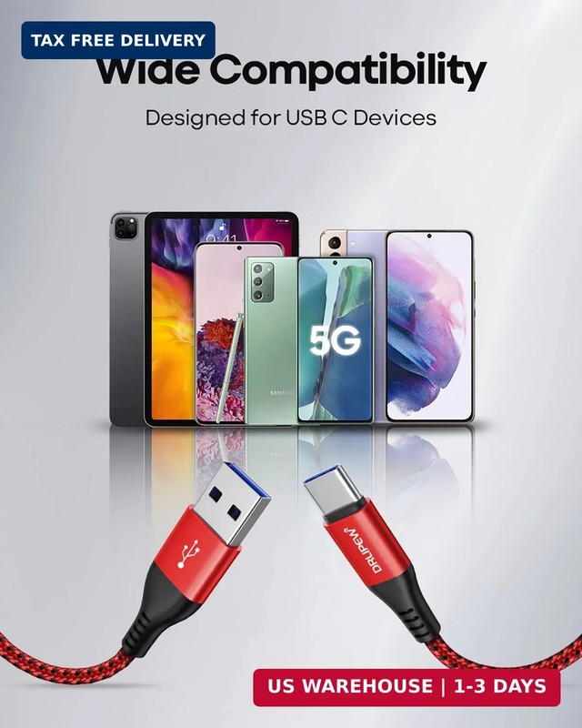 USB C Cable 10 ft 3Pack, Extra Long USB A to USB C Cable 10ft Braided Type C Fas gallery