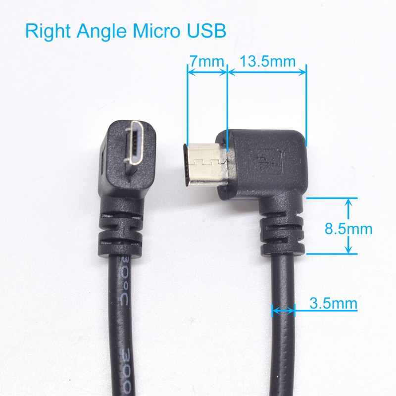 5pcs 50cm Angle 90D Micro USB Male to Open-end 2 Wires 20AWG Power Charge Cable gallery