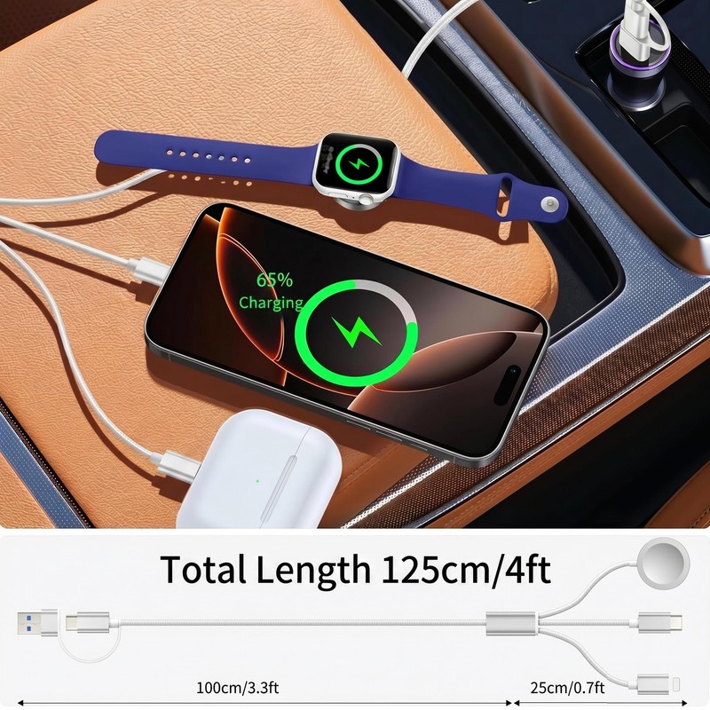 1.2M Data Cable 3-in-2 Charging Cable Multi Charger Cable for Watch iPhone 17 16 gallery