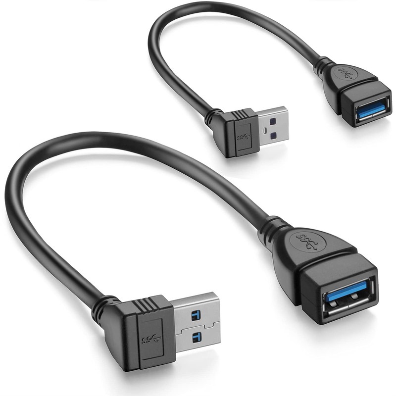 Short USB 3.0 Extension Cable 2 Pack 6 Inch Up and Down Angle Adapter