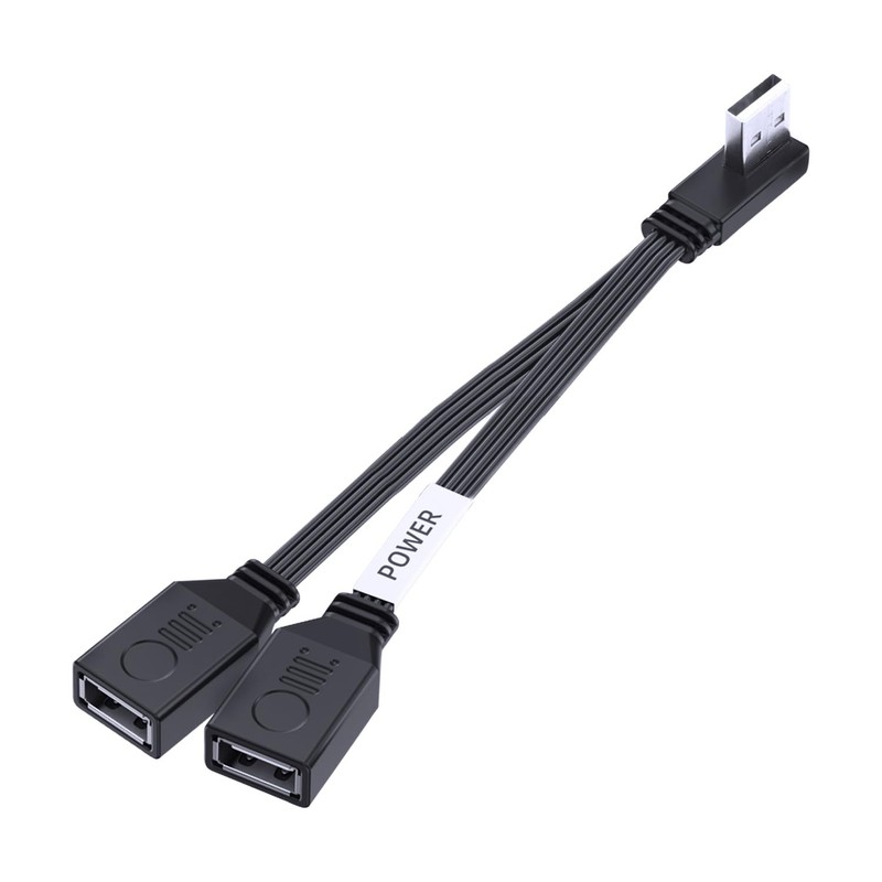 10cm Short 90 Degree Right Angle PD 65W USB 2.0 Male To 2 Female Splitter