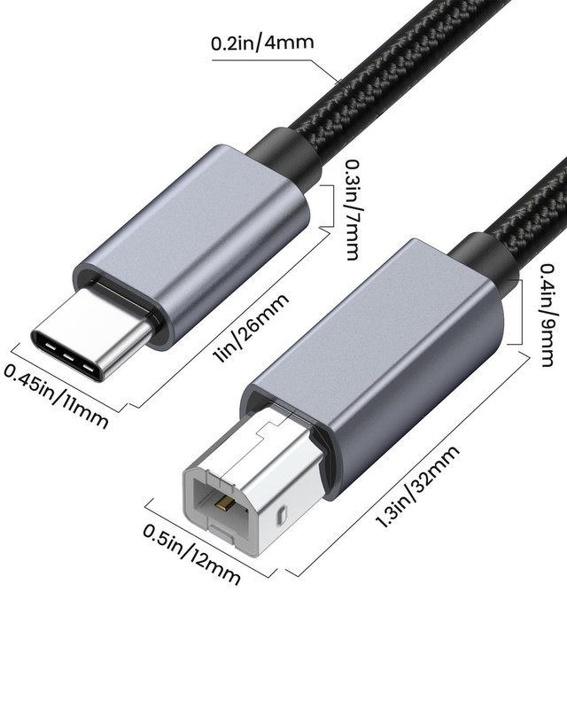 USB C to USB B Printer Cable 10ft, USB B Male to USB C Male Cable Suitable fo... gallery