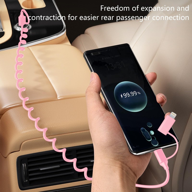60W Coiled USB-C to USB-C & Lightning Cable【MFi Certified】 2 in 1 Fast Chargi... gallery
