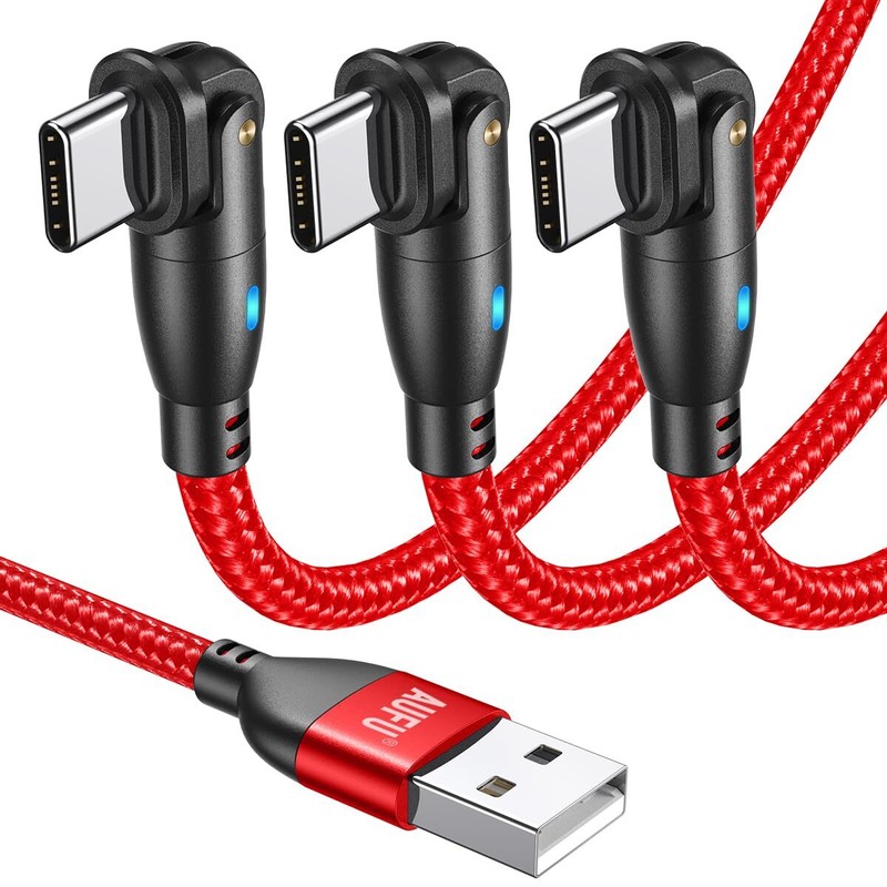 USB C Cable 6Ft(3Pack-6.6Ft/6.6Ft/6.6Ft), 180° Rotation USB to USB C Cable/3A US