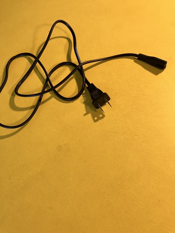 Lot of 3 unusual cords. Car charger cord, USB type B, unknown outlet power cord. gallery