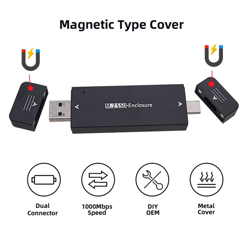 NFHK Type-C USB3.0 to NVME M-key M.2 NGFF SATA SSD Case 2230/2242mm Adapter gallery