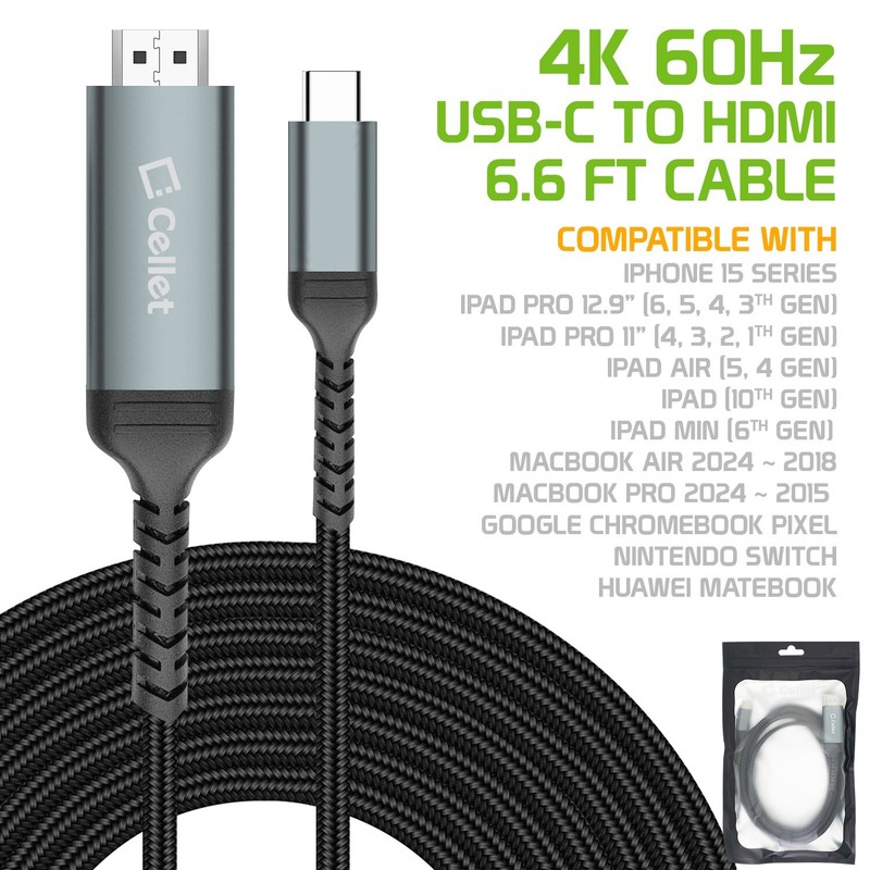 4K/60Hz HDMI to USB-C Cable Adapter Compatible with iPhone iPad MacBook Google