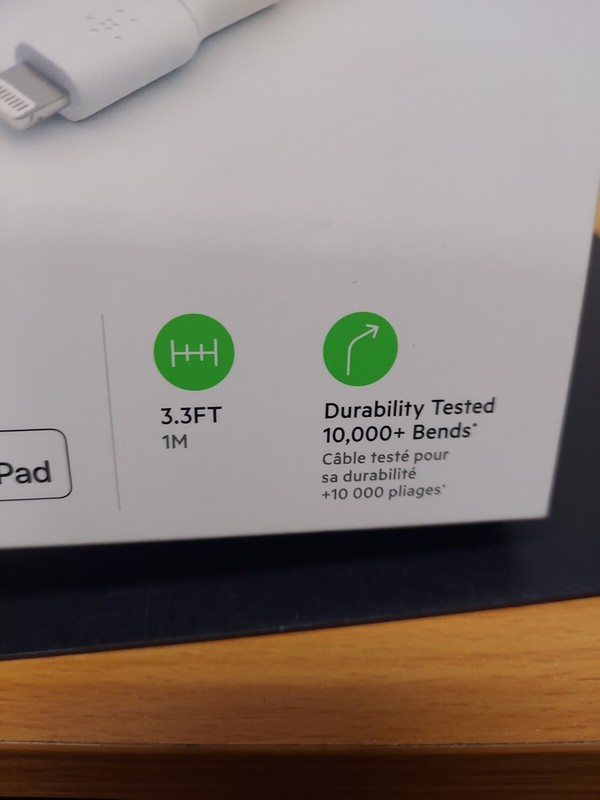 Belkin Boost Charge Durable Braided 3.3 Ft. 8 Pin Connector to USB A Cable White gallery