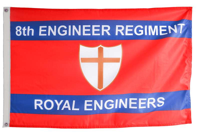 British Army 8th Engineer Regiment Flag with Eyelets – MOD LICENSED – Made in UK