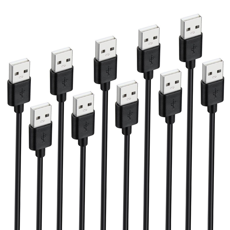 5-Pack 3 FT USB A to USB A Cable Double Male to Male Data Transfer Cord Set