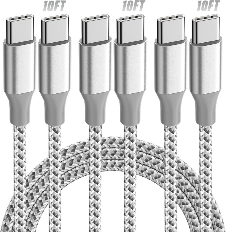 KYEHD USB C Cable，3 Pack 10FT 60W Fast Charging USB C to USB C Cable, Durable Ty