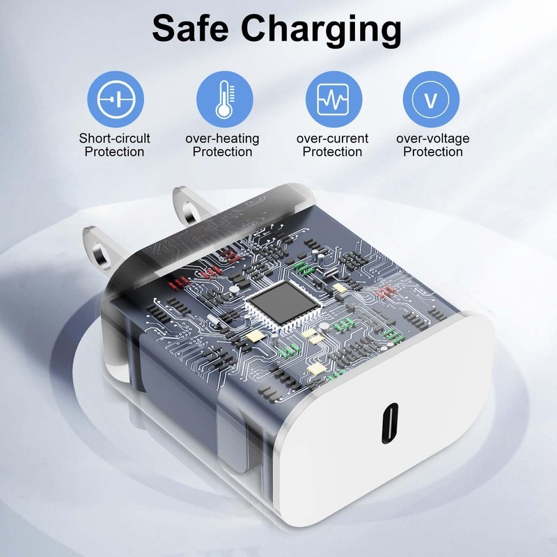 Fast Charger PD 20W USB C Block Type C Charging Cord For iPhone 17 16 15 Samsung gallery