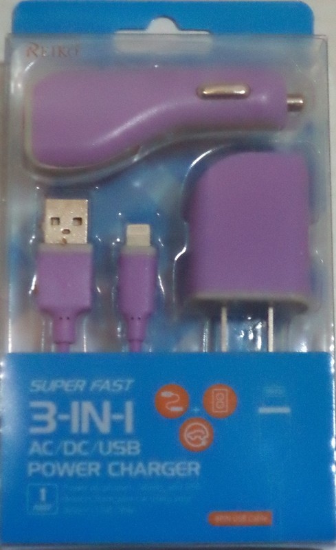 Reiko 3-In-1 Charger / Data Cable Micro USB For iPhone 5 - 8 Color Purple