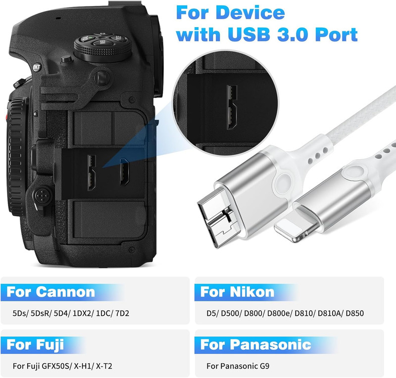 For Lightning to Micro B USB 3.0 Camera Adapter Cable Mfi-Certified for Iphone 1 gallery