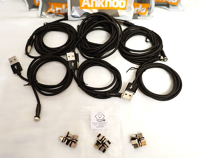 Ankndo 6-packs USB-C/Micro/Apple Compatible Magnetic Detachable Charging Cables gallery