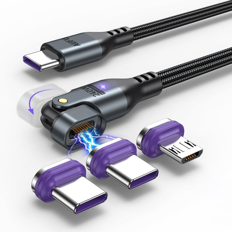 16PIN 240W Magnetic Charging Cable (6ft/1Pack), 180 Rotation Magnetic USB C C…