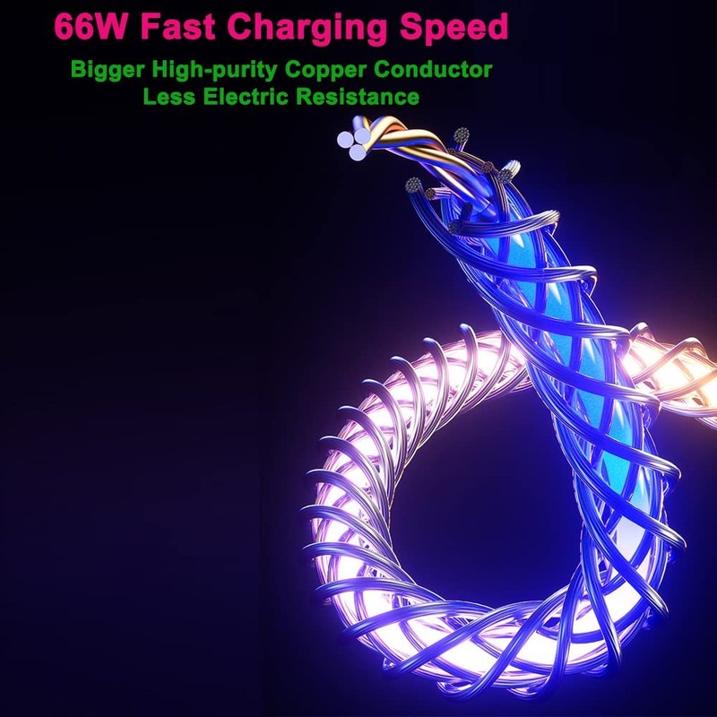 RGB USB A To Type C Fast Charging Cable 39 Inch Light Up Colourful Data Cord gallery