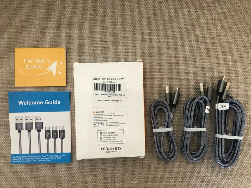 USB C Cable 3Pack/3ft5ft6.6ft Type C Nylon Braided Fast charging Samsung Galaxy. gallery