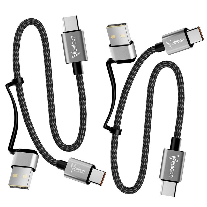 Durable 2-in-1 USB C to A Charging Cable – 4FT, 60W, High Speed 480Mbps Data