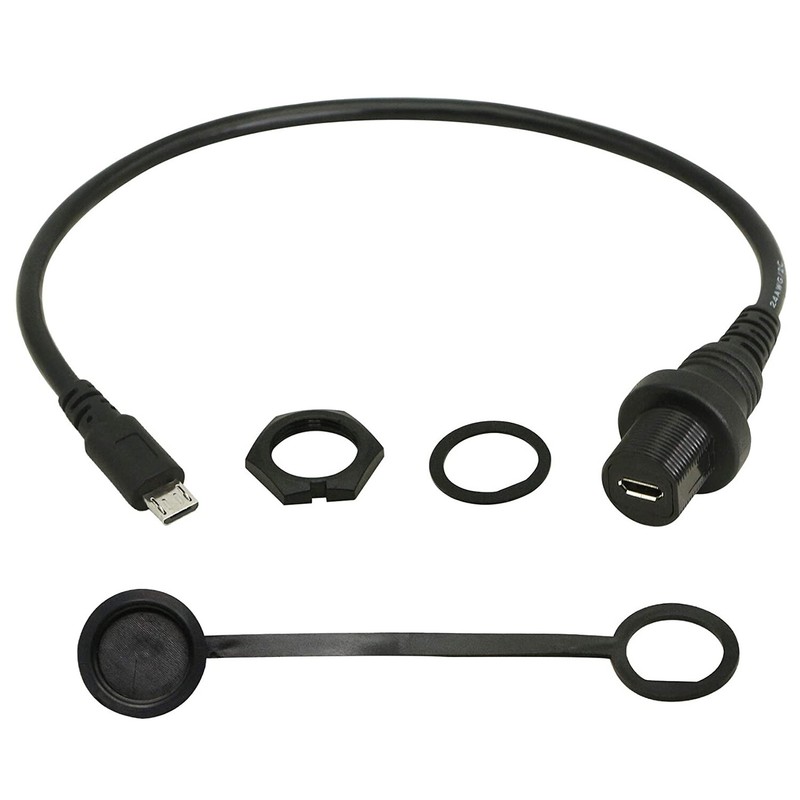 Micro USB Male to Female Flush Panel Mount Extension Waterproof Cable Car Boat