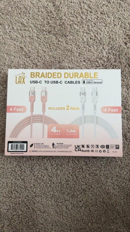 LAX USB-C to USB-C CABLES 4 FOOT SUPER FAST ANDROID & NEW APPLE CABLES