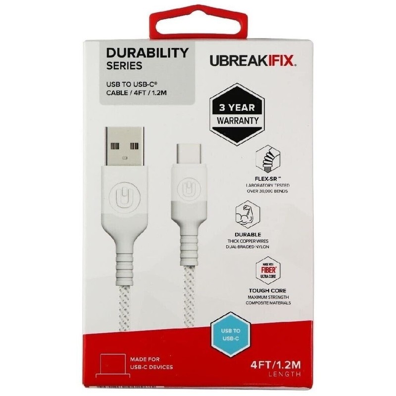 UbreakIfix Cable / 4FT / 1.2M USB to USB-C White