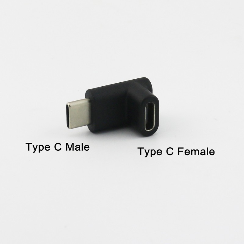 1pc Type C USB 3.1 Male to USB-C Female Extension Data Right Angle Adapter Black gallery