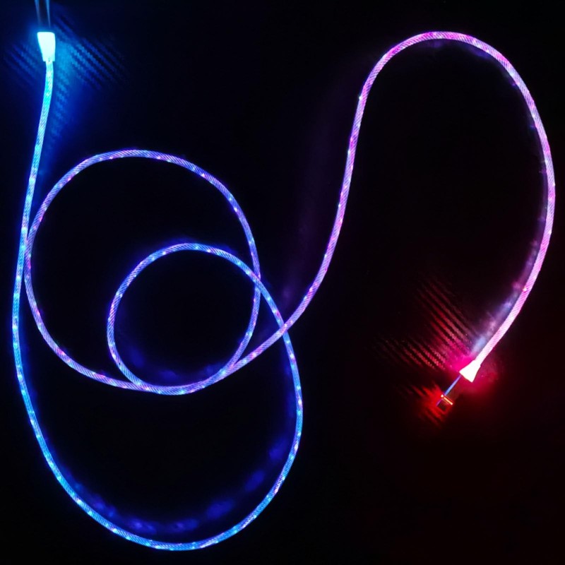 6.6ft/2m Type C Cable Nylon Braid Led Light Up Charger Cord 66W 5A QC3.0 Visi... gallery