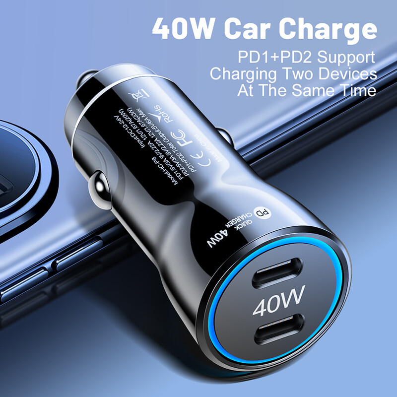 Dual PD 40W Fast Car Charger Adapter & Cable For Samsung A15 A14 A13 A25 A24 5G gallery