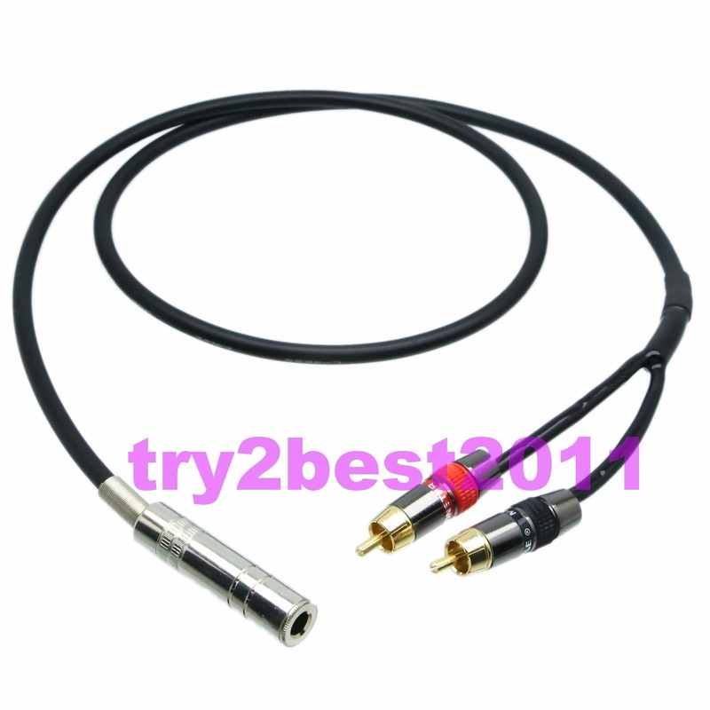 6.35mm female jack stereo TRS to 2x RCA TV male plug mono DIY Canare L-4E6S L+R