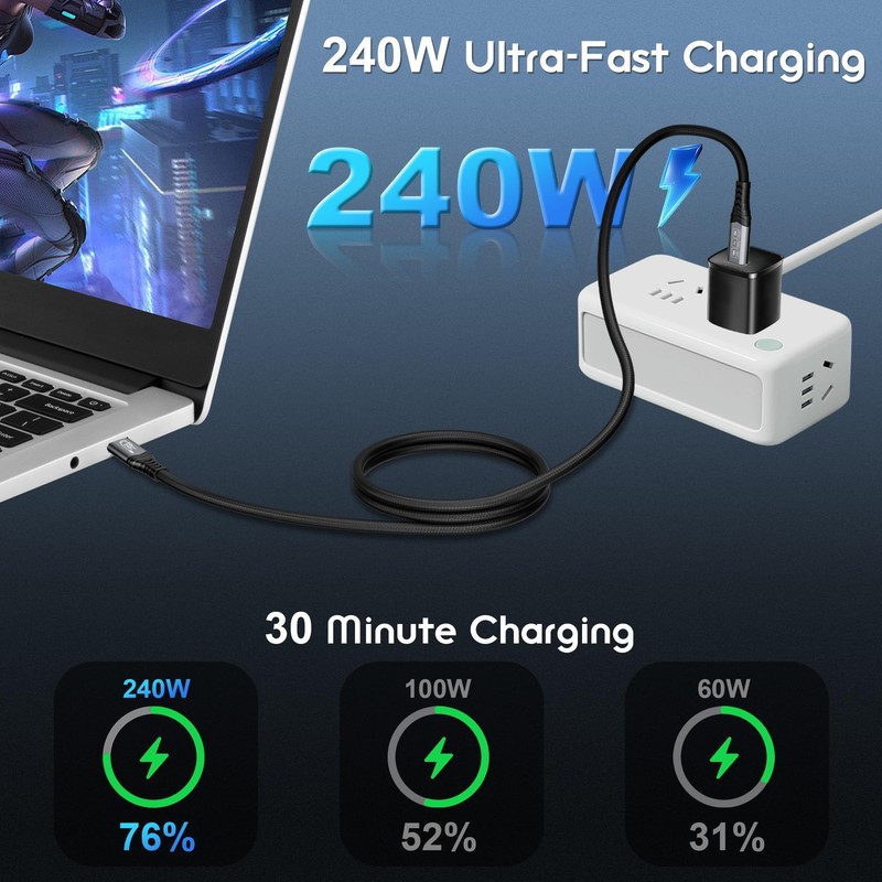 80Gbps USB c Data Transfer Cable 10FT for Thunderbolt 5 Cable,USB4 Gen4 for T... gallery