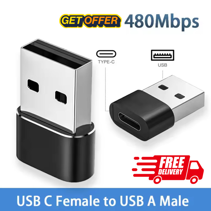 USB-A Male to USB-C Female Adapter Fast Charging Data Transfer OTG Converter f