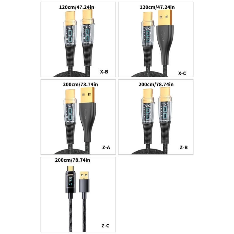 Efficient Type C Charging Cable 100W Charging Cord Aluminum for Smarphones gallery