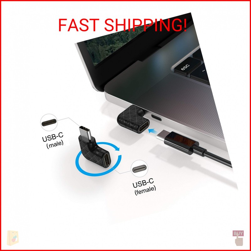 USB C Right Angle Adapter,90 Degree USB C to USB Type-C Male to Female Adapter ( gallery