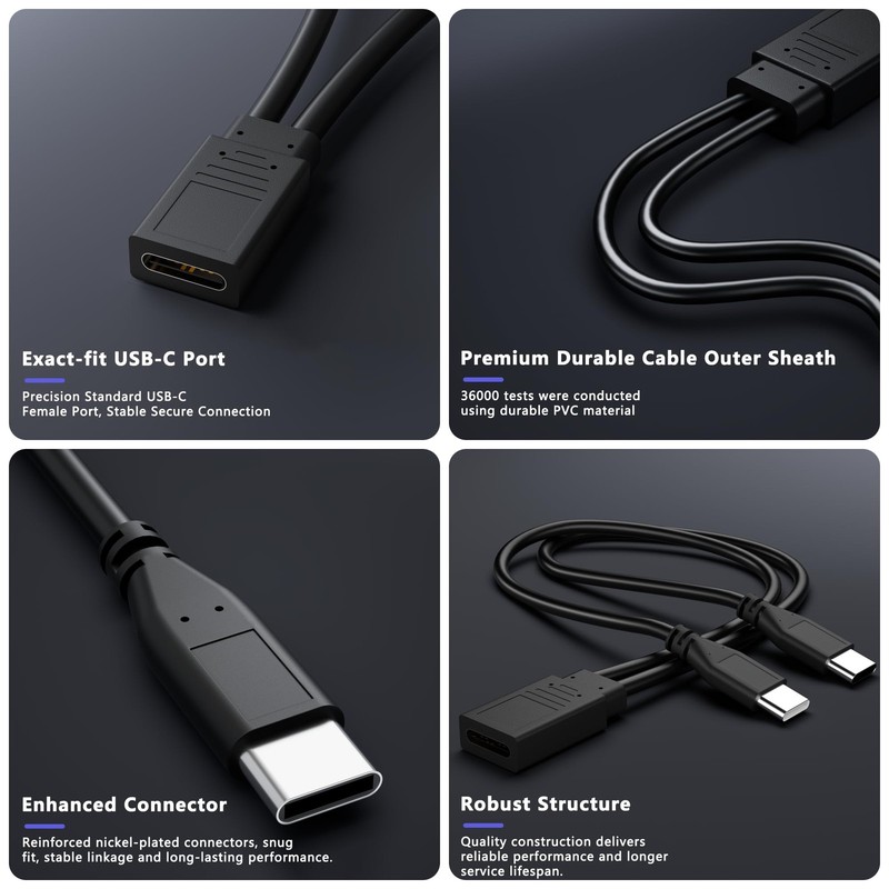 2-Pack USB Splitter 1 in 2 Out, Short USB Female to Dual Y Splitter Cable, Po... gallery