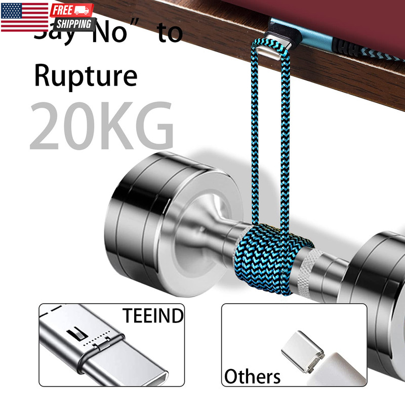 USB Type C Cable 2.1A Fast Charging: [90 Degree/6Ft/3Pack] Nylon USB C Cord Righ gallery