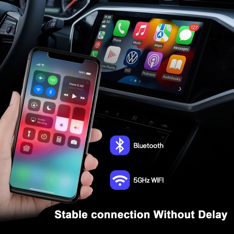 2-in-1 Wireless Carplay Adapter with Wired Carplay (USB to ), Metal Design Mi... gallery