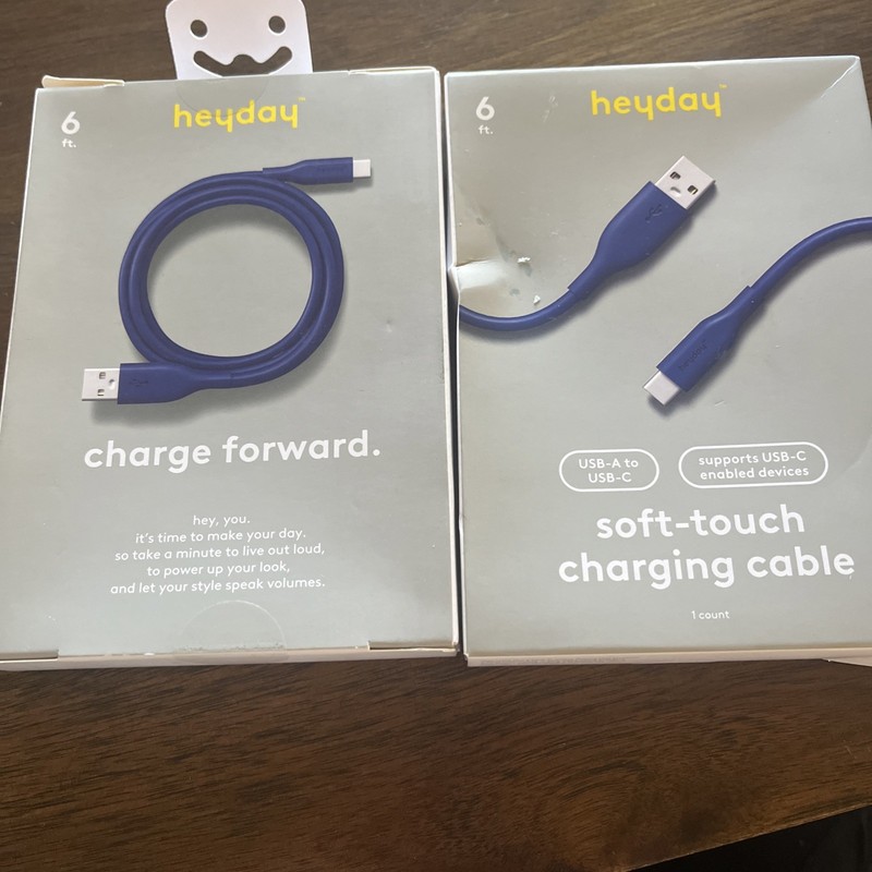 Heyday 6′ USB-A to USB-C Silicone Charging Cable Dusk Color New Lot Of 2