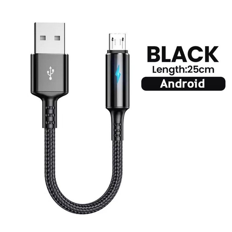 USB Data Cable Line to USB C Type C Charging Short Fast 25cm Micro USB 3A~~~US.▱