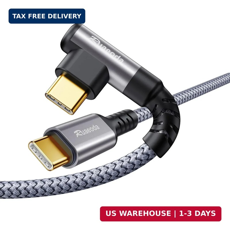 USB C to USB C Cable for CarPlay 1.5ft, 60W Fast Charging Right Angle Type C Cha