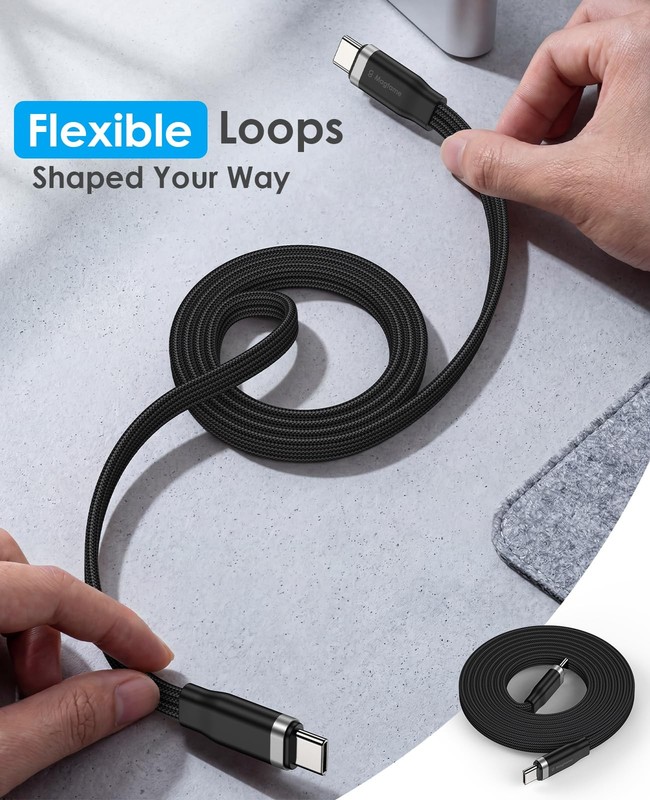 5FT Magnetic Coiled USB to USB Cable, 60W Fast Charging and Data Cord, Windin... gallery