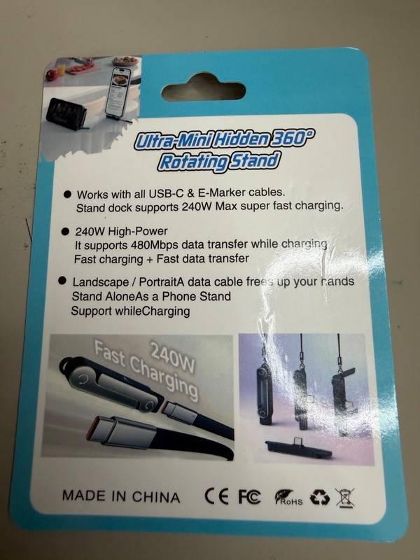 360°240W Super Fast Charging Rotating Invisible Stand Detachable Charg Cable gallery