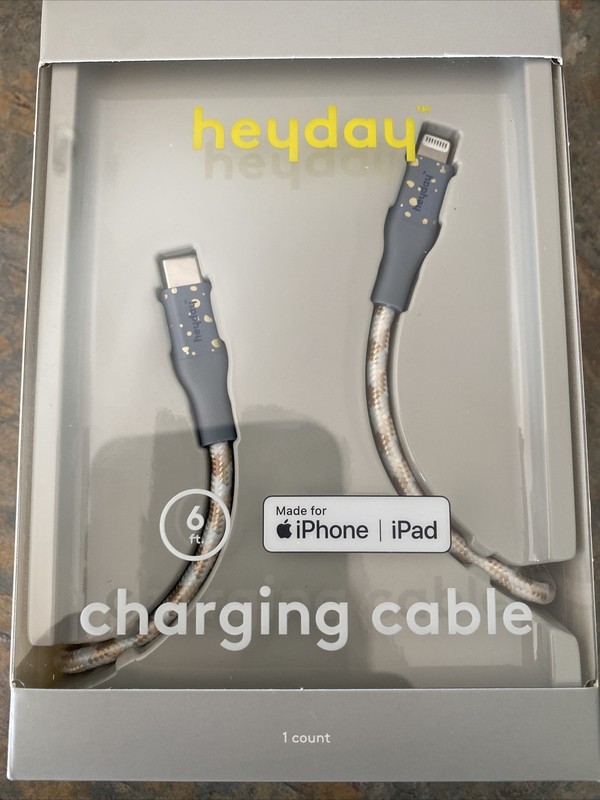 Heyday Charging Cable Lightning to USB-C Braided 6ft for iPhone & iPad Blue