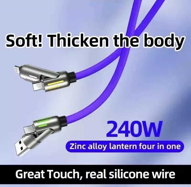 4 in 1 Multi-USB Charging Cable - MAX 240W Fast Charging/With USB A+ Type-C 6ft gallery