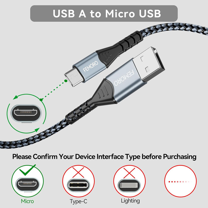 Micro USB Cable 20 Ft, PS4 Controller Charging Cable, Extra Long Micro USB Braid gallery