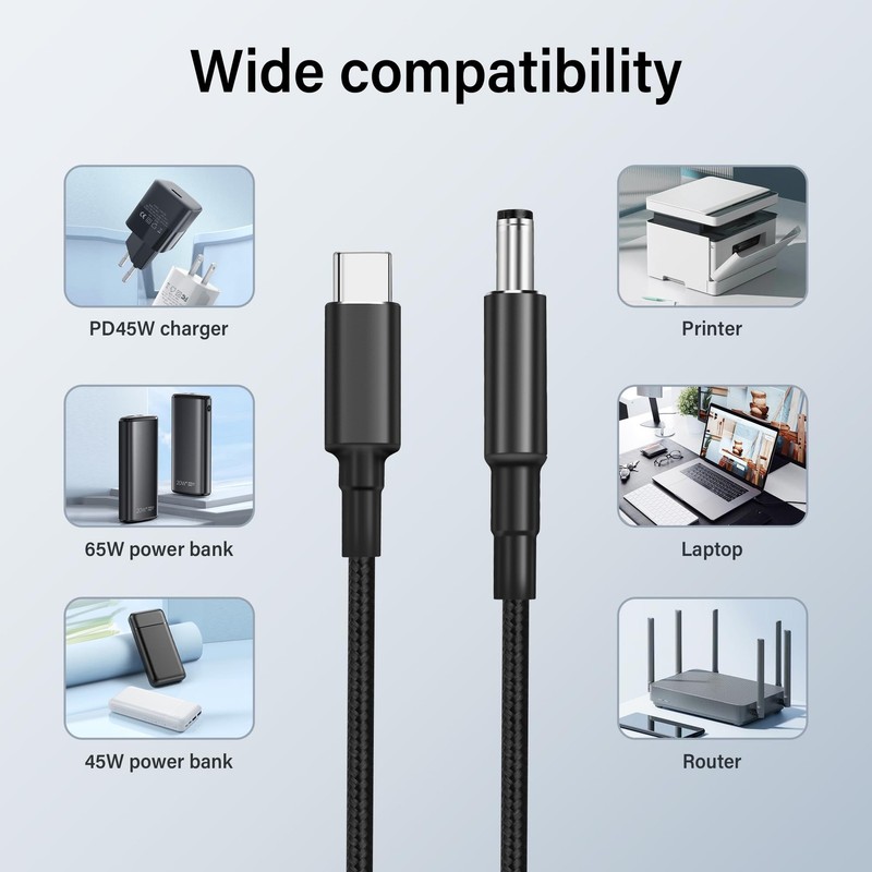 USB C to DC 5.5mm x 2.1mm Power Cord,100W PD USB Type C Male to DC 5.5mm x 2.... gallery